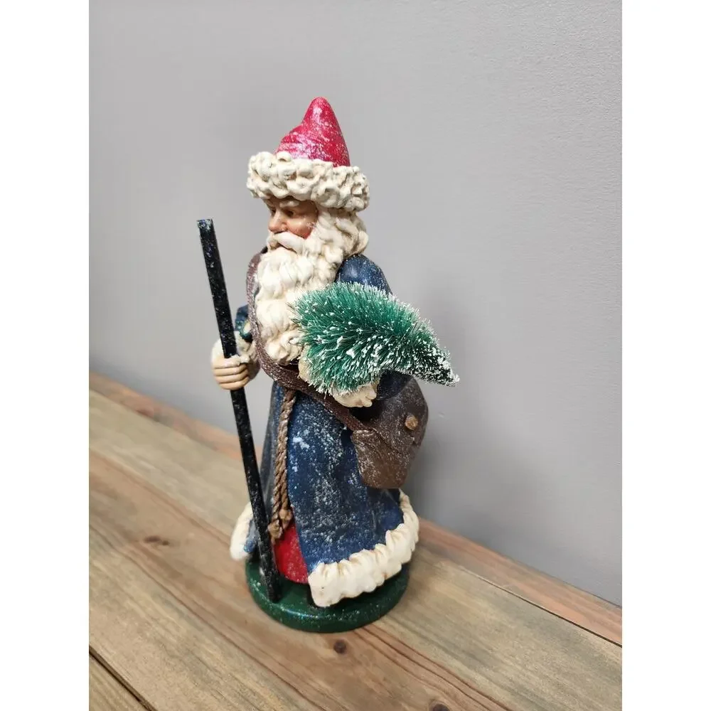 Department 56 Santa Holding Tree Bag & Stick Statue Figure for Mantle Table 12